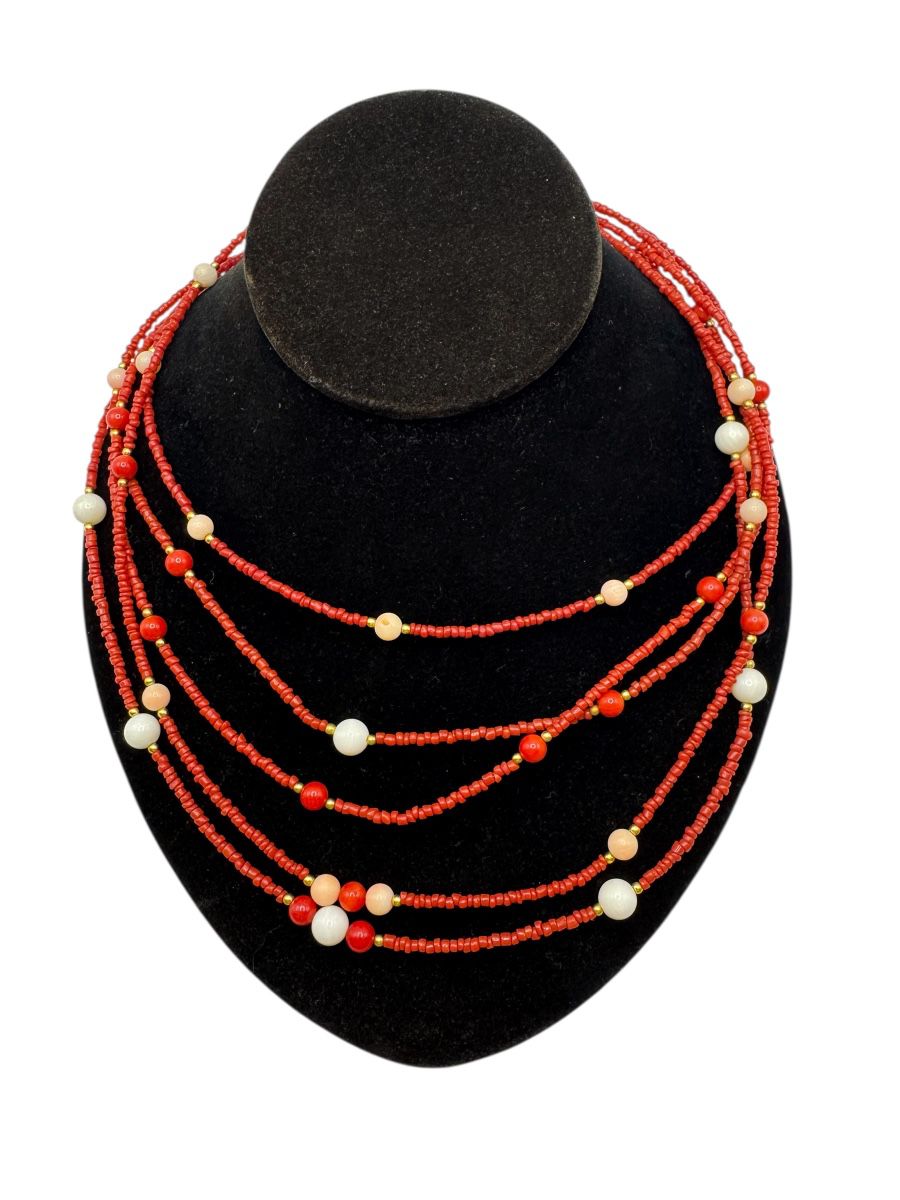 Lee Sands coral multi-strand necklace