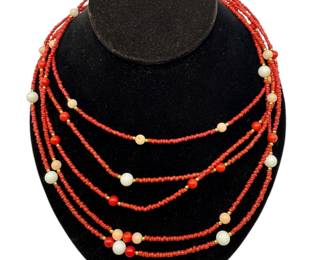 Lee Sands coral multi-strand necklace