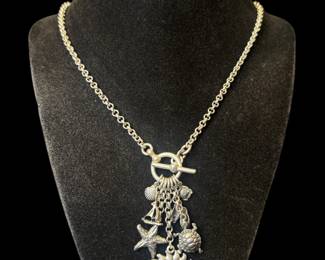 925 Sterling Silver chunky Charm Necklace