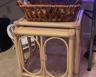 Bamboo & Wicker Nesting Tables-2