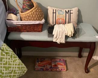 Piano Bench, Gloves & Knitting Basket