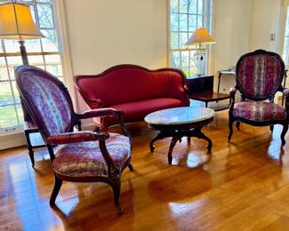 Vintage sofa, chairs and end tables 