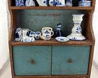 Mini Hutch with Blue/White Figurines 