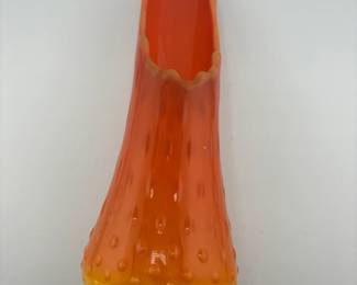 LE Smith Bittersweet Orange 3 Toed Hobnail Swung Vase