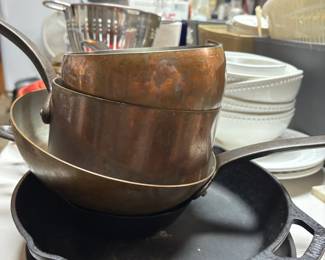 Copper and Cast Iron pots and pans