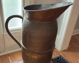 Large Copper Decorative Pitcher - Umbrella/Cane Holder