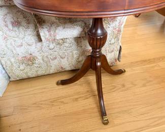 Federal Mahogany Pedestal Trifid Demi-Lune Side Table