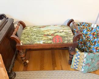 Vintage Hand Carved Bench