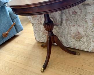 Federal Mahogany Pedestal Trifid Demi-Lune Side Table