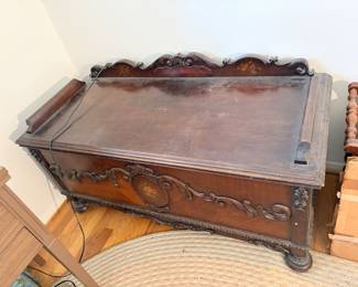 Antique Carved Walnut Cedar Chest