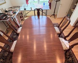HENKEL HARRIS Wild Black Cherry Dining Table with 6 Chairs, 3 Leaves and Table Cover