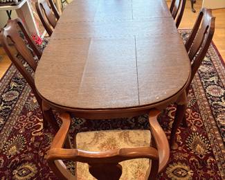 HENKEL HARRIS Wild Black Cherry Dining Table with 6 Chairs, 3 Leaves and Table Cover
