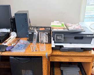 Printer, Office Desk and Chair