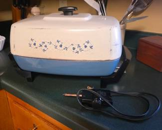Vintage West Bend Blue Flower Electric Griddle
