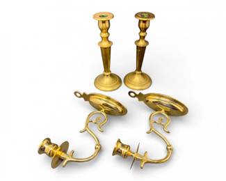 13 HeavyBrassCandlesticksWallSconceCandleHolders