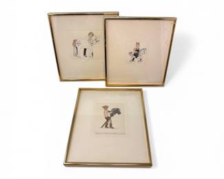 43 YvonneDavisHandColoredSignedPrintsSetof3Framed