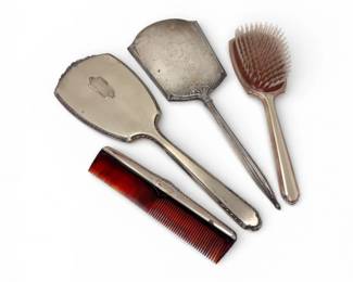 7 VintageSterlingSilverVanitySetMirrorsBrushComb