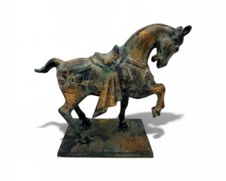 111 VintageCastMetalWarHorseStatueHeavy