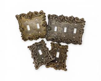 61 Vintage1967OrnateMetalLightSwitchPlates4pc