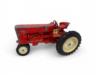 34 VintageCastMetalToyTractorRedwRubberTires