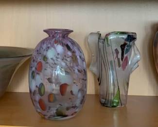 Vintage Hand Blown Art Glass And Pottery