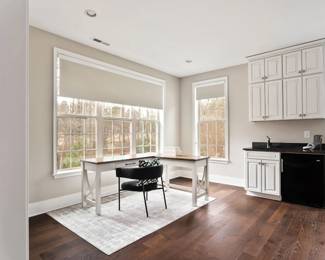 desk, chair, throw pillow