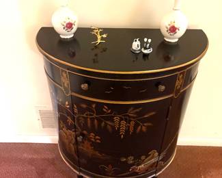 Asian style demilune cabinet 