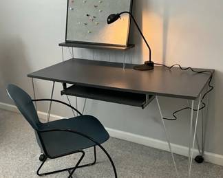 Wood Metal Framed Desk Set