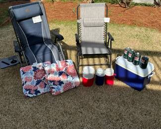 Beach Chairs And Coolers