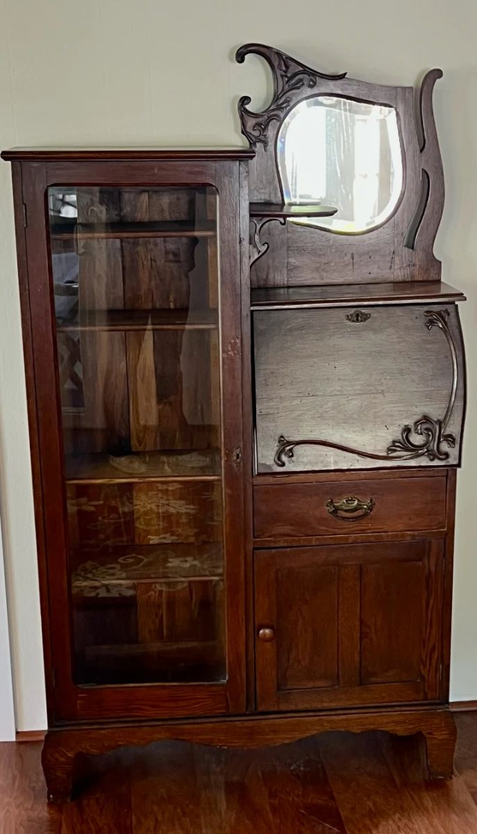 Victorian-period side-by-side secretary desk and bookcase
