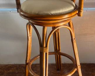 MCM rattan swivel bar stool
