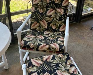 Pair of PVC patio chairs with foot stool (2 of 2)