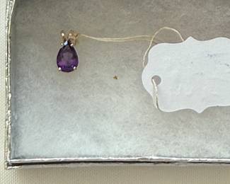 14K amethyst teardrop pendant