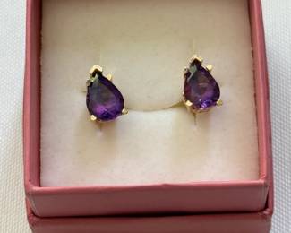 14k  amethyst teardrop earrings 