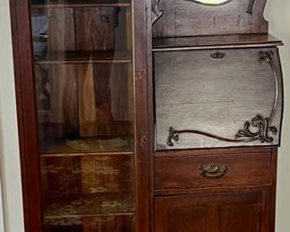 Victorian-period side-by-side secretary desk and bookcase