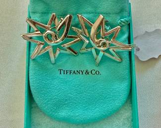 Tiffany & Co Paloma Picasso Sterling Silver Starburst Clip Earrings