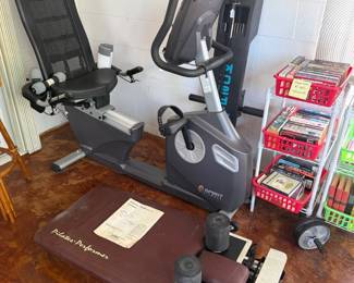 Pilates reformer, recumbent bike, torso track