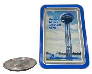 Two Vintage FORD & GM MOTORS Advertising Ashtrays