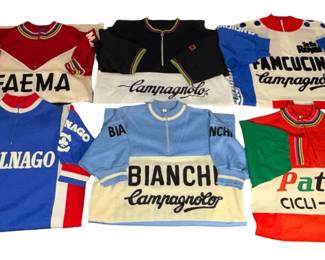 Collection of 1950s-1960s Vintage Wool Cycling Jerseys