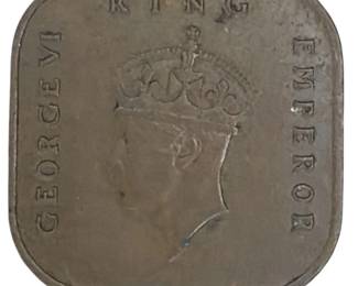 1945 Malaya One Cent King George II Square Bronze Coin