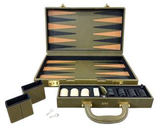 BARNEYS NEW YORK Backgammon Game and Leather Case