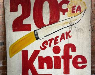 Vintage Steak Knife Advertising Sign 