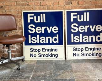 Vintage FULL SERVE ISLAND Gas Station Advertising Sign, Pair