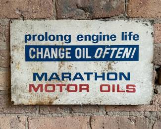 Vintage MARATHON Motor Oil Car Advertising Sign 