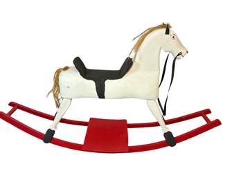 Vintage Folk Art Carved Wood Rocking Horse 