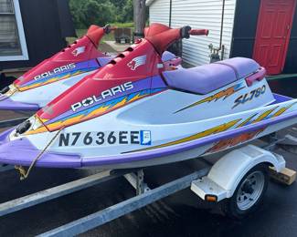 Two 1996 POLARIS SL780 Jet Skis & Trailer 