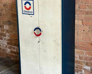 Vintage DELCO Automotive Advertising Storage Cabinet