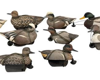 Collection of Wood Hunting Duck Decoys, ORVIS