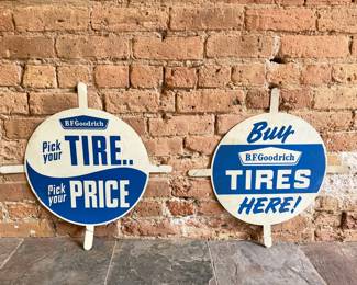 Two Vintage B.F.GOODRICH Tire Advertising Signs 