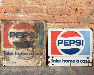 Two Vintage PEPSI Advertising Signs 